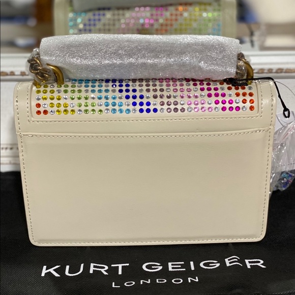 NWT KURT GEIGER Shoreditch Leather Rainbow Rhinestone Small Crossbody Bag - Picture 3 of 7